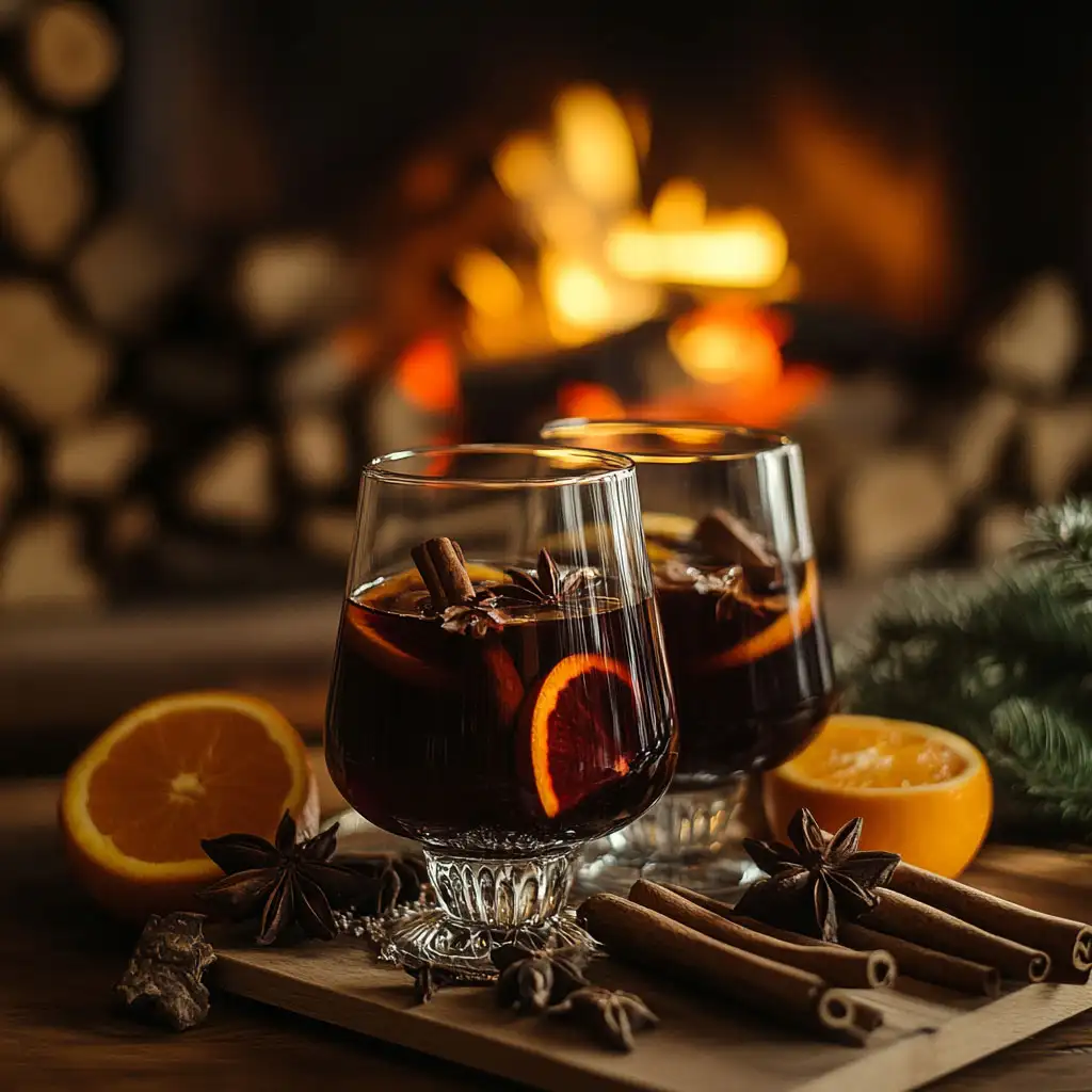 Mulled Wine with Cinnamon, Cloves, and Orange