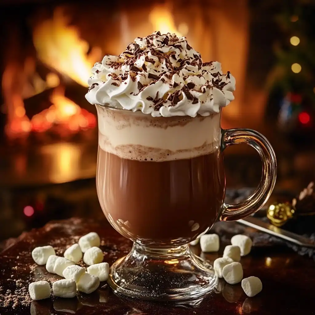 Spiked Hot Chocolate with Marshmallows and Whipped Cream